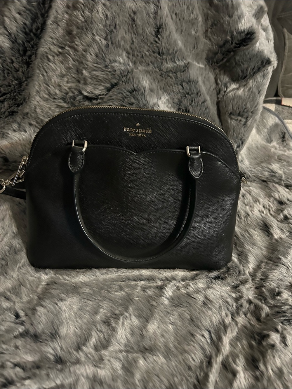 kate spade Black Dome Satchel with Gold Logo